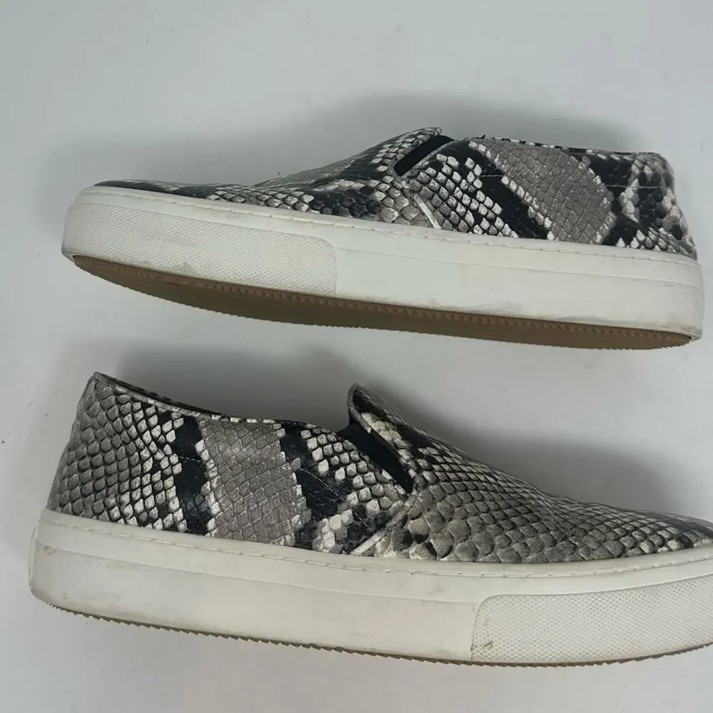 Tory Burch Women's Slip On Sneakers Roccia Print Leather Snakeskin Size 8